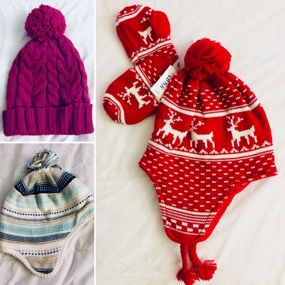 NWT Boy/'s Trapper Hat Size 0-6 months Fair Isle Cotton Knit Red Old Navy